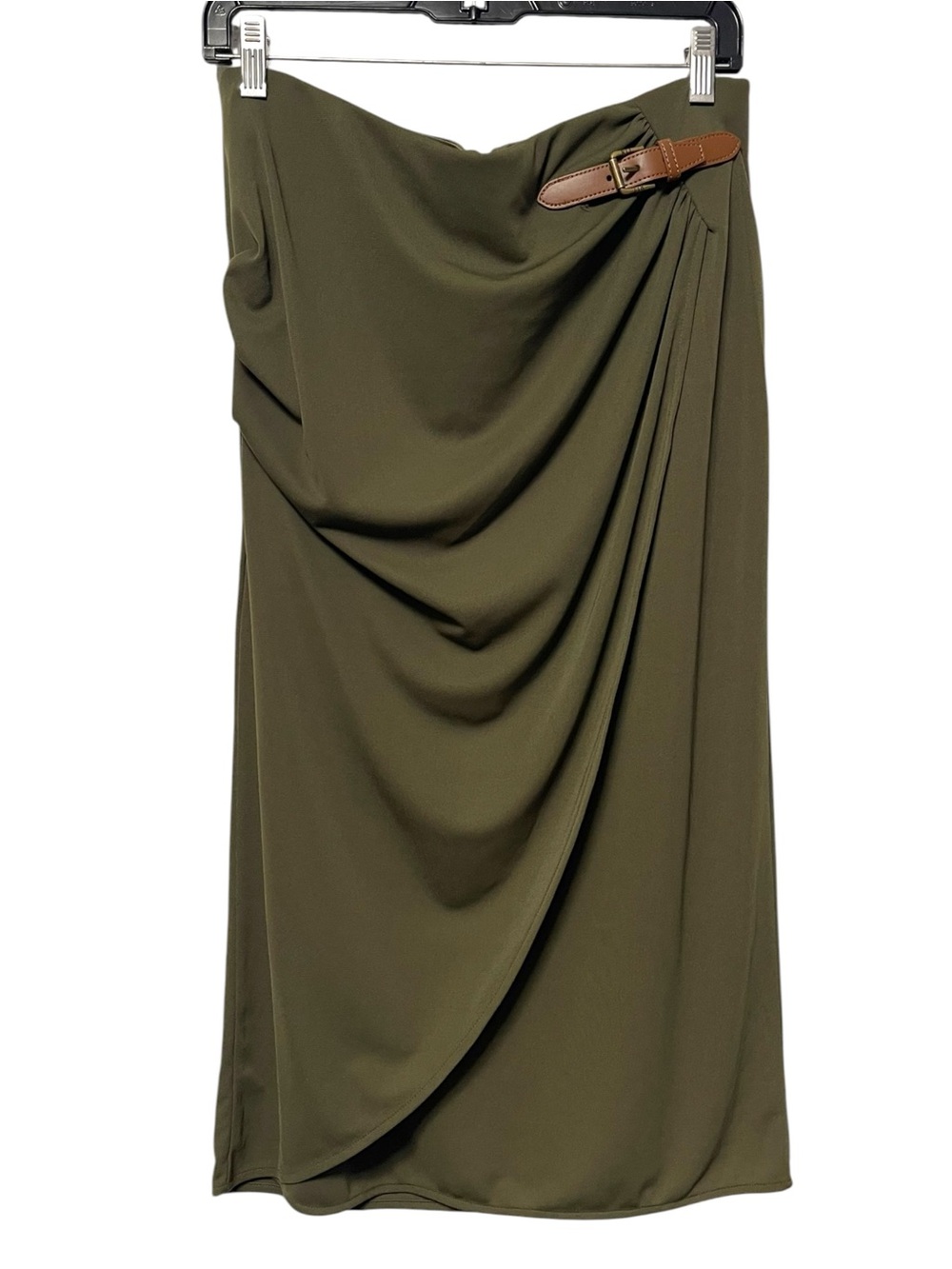 NWT LAUREN RALPH LAUREN Draped Faux Wrap Midi Skirt Petite Large